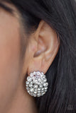 Daring Dazzle White Post Earrings-Jewelry-Paparazzi Accessories-Ericka C Wise, $5 Jewelry Paparazzi accessories jewelry ericka champion wise elite consultant life of the party fashion fix lead and nickel free florida palm bay melbourne