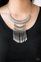 Eastern Empress Silver Necklace-Jewelry-Paparazzi Accessories-Ericka C Wise, $5 Jewelry Paparazzi accessories jewelry ericka champion wise elite consultant life of the party fashion fix lead and nickel free florida palm bay melbourne