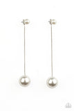 Extended Elegance White Earrings-Jewelry-Paparazzi Accessories-Ericka C Wise, $5 Jewelry Paparazzi accessories jewelry ericka champion wise elite consultant life of the party fashion fix lead and nickel free florida palm bay melbourne