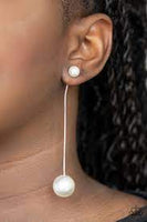 Extended Elegance White Earrings-Jewelry-Paparazzi Accessories-Ericka C Wise, $5 Jewelry Paparazzi accessories jewelry ericka champion wise elite consultant life of the party fashion fix lead and nickel free florida palm bay melbourne