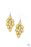 Flamboyant Foliage Yellow Earrings-Jewelry-Paparazzi Accessories-Ericka C Wise, $5 Jewelry Paparazzi accessories jewelry ericka champion wise elite consultant life of the party fashion fix lead and nickel free florida palm bay melbourne