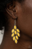 Flamboyant Foliage Yellow Earrings-Jewelry-Paparazzi Accessories-Ericka C Wise, $5 Jewelry Paparazzi accessories jewelry ericka champion wise elite consultant life of the party fashion fix lead and nickel free florida palm bay melbourne