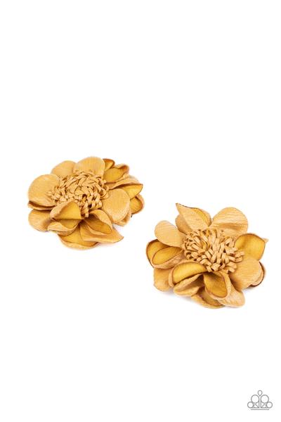Full on Floral Yellow Hair Clip-Jewelry-Paparazzi Accessories-Ericka C Wise, $5 Jewelry Paparazzi accessories jewelry ericka champion wise elite consultant life of the party fashion fix lead and nickel free florida palm bay melbourne