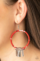 Garden Chimes Red Earrings-Jewelry-Paparazzi Accessories-Ericka C Wise, $5 Jewelry Paparazzi accessories jewelry ericka champion wise elite consultant life of the party fashion fix lead and nickel free florida palm bay melbourne