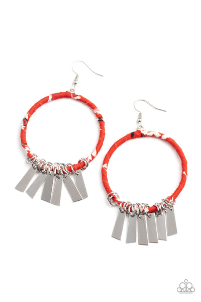 Garden Chimes Red Earrings-Jewelry-Paparazzi Accessories-Ericka C Wise, $5 Jewelry Paparazzi accessories jewelry ericka champion wise elite consultant life of the party fashion fix lead and nickel free florida palm bay melbourne