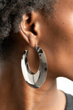 Going Oval Board Silver Hoop Earrings-Jewelry-Paparazzi Accessories-Ericka C Wise, $5 Jewelry Paparazzi accessories jewelry ericka champion wise elite consultant life of the party fashion fix lead and nickel free florida palm bay melbourne
