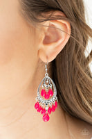 Gorgeously Genie Pink Earrings-Jewelry-Paparazzi Accessories-Ericka C Wise, $5 Jewelry Paparazzi accessories jewelry ericka champion wise elite consultant life of the party fashion fix lead and nickel free florida palm bay melbourne