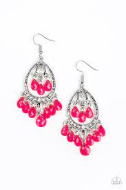 Gorgeously Genie Pink Earrings-Jewelry-Paparazzi Accessories-Ericka C Wise, $5 Jewelry Paparazzi accessories jewelry ericka champion wise elite consultant life of the party fashion fix lead and nickel free florida palm bay melbourne