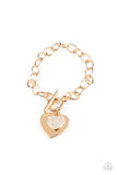 Heartbeat Bedazzle Gold Bracelet-Jewelry-Paparazzi Accessories-Ericka C Wise, $5 Jewelry Paparazzi accessories jewelry ericka champion wise elite consultant life of the party fashion fix lead and nickel free florida palm bay melbourne