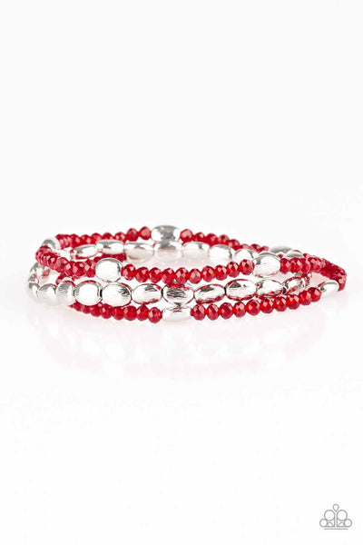 Hello Beautiful Red Bracelet-Jewelry-Paparazzi Accessories-Ericka C Wise, $5 Jewelry Paparazzi accessories jewelry ericka champion wise elite consultant life of the party fashion fix lead and nickel free florida palm bay melbourne