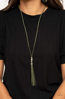 Hold My Tassel Green Necklace-Jewelry-Paparazzi Accessories-Ericka C Wise, $5 Jewelry Paparazzi accessories jewelry ericka champion wise elite consultant life of the party fashion fix lead and nickel free florida palm bay melbourne