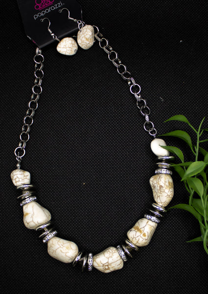 Vintage White Stone Necklace-Jewelry-Paparazzi Accessories-Ericka C Wise, $5 Jewelry Paparazzi accessories jewelry ericka champion wise elite consultant life of the party fashion fix lead and nickel free florida palm bay melbourne