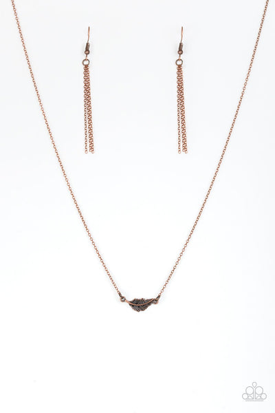 In Flight Fashion Copper Necklace-Jewelry-Paparazzi Accessories-Ericka C Wise, $5 Jewelry Paparazzi accessories jewelry ericka champion wise elite consultant life of the party fashion fix lead and nickel free florida palm bay melbourne