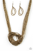 Knotted Knockout Brass Necklace-Jewelry-Paparazzi Accessories-Ericka C Wise, $5 Jewelry Paparazzi accessories jewelry ericka champion wise elite consultant life of the party fashion fix lead and nickel free florida palm bay melbourne