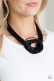 Knotted Knockout Black Necklace-Jewelry-Paparazzi Accessories-Ericka C Wise, $5 Jewelry Paparazzi accessories jewelry ericka champion wise elite consultant life of the party fashion fix lead and nickel free florida palm bay melbourne
