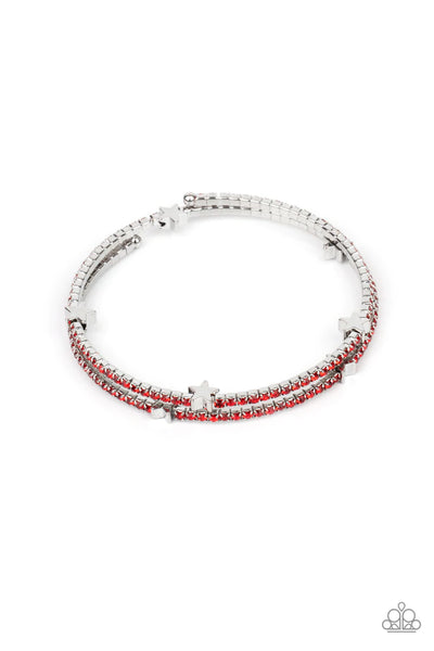 Let Freedom Bling Red Bracelet-Jewelry-Ericka C Wise, $5 Jewelry-Ericka C Wise, $5 Jewelry Paparazzi accessories jewelry ericka champion wise elite consultant life of the party fashion fix lead and nickel free florida palm bay melbourne