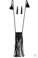 Macrame Mantra Black Necklace-Jewelry-Paparazzi Accessories-Ericka C Wise, $5 Jewelry Paparazzi accessories jewelry ericka champion wise elite consultant life of the party fashion fix lead and nickel free florida palm bay melbourne