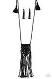 Macrame Mantra Black Necklace-Jewelry-Paparazzi Accessories-Ericka C Wise, $5 Jewelry Paparazzi accessories jewelry ericka champion wise elite consultant life of the party fashion fix lead and nickel free florida palm bay melbourne