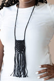 Macrame Mantra Black Necklace-Jewelry-Paparazzi Accessories-Ericka C Wise, $5 Jewelry Paparazzi accessories jewelry ericka champion wise elite consultant life of the party fashion fix lead and nickel free florida palm bay melbourne