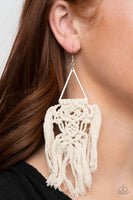 Modern Day Macrame White Earrings-Jewelry-Paparazzi Accessories-Ericka C Wise, $5 Jewelry Paparazzi accessories jewelry ericka champion wise elite consultant life of the party fashion fix lead and nickel free florida palm bay melbourne