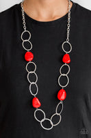 Modern Day Malibu Red Necklace-Jewelry-Paparazzi Accessories-Ericka C Wise, $5 Jewelry Paparazzi accessories jewelry ericka champion wise elite consultant life of the party fashion fix lead and nickel free florida palm bay melbourne