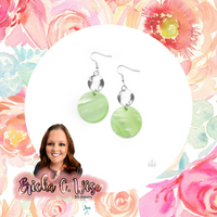 Opulently Oasis Green Earrings-Jewelry-Paparazzi Accessories-Ericka C Wise, $5 Jewelry Paparazzi accessories jewelry ericka champion wise elite consultant life of the party fashion fix lead and nickel free florida palm bay melbourne