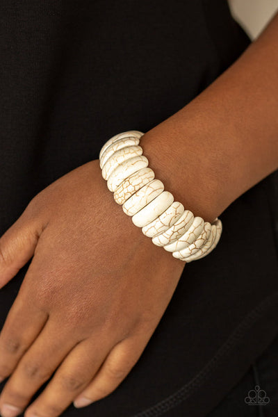 Peacefully Primal White Bracelet-Jewelry-Paparazzi Accessories-Ericka C Wise, $5 Jewelry Paparazzi accessories jewelry ericka champion wise elite consultant life of the party fashion fix lead and nickel free florida palm bay melbourne