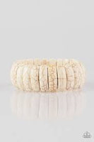 Peacefully Primal White Bracelet-Jewelry-Paparazzi Accessories-Ericka C Wise, $5 Jewelry Paparazzi accessories jewelry ericka champion wise elite consultant life of the party fashion fix lead and nickel free florida palm bay melbourne
