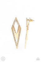 Point Bank Gold Post Earrings-Jewelry-Paparazzi Accessories-Ericka C Wise, $5 Jewelry Paparazzi accessories jewelry ericka champion wise elite consultant life of the party fashion fix lead and nickel free florida palm bay melbourne