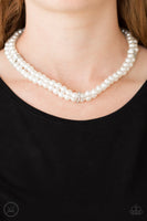 Put on Your Party Dress White Necklace-Jewelry-Paparazzi Accessories-Ericka C Wise, $5 Jewelry Paparazzi accessories jewelry ericka champion wise elite consultant life of the party fashion fix lead and nickel free florida palm bay melbourne
