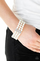 Ritzy Ritz White Bracelet-Jewelry-Paparazzi Accessories-Ericka C Wise, $5 Jewelry Paparazzi accessories jewelry ericka champion wise elite consultant life of the party fashion fix lead and nickel free florida palm bay melbourne