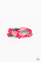 Rockin' Rock Candy Pink Bracelet-Jewelry-Paparazzi Accessories-Ericka C Wise, $5 Jewelry Paparazzi accessories jewelry ericka champion wise elite consultant life of the party fashion fix lead and nickel free florida palm bay melbourne