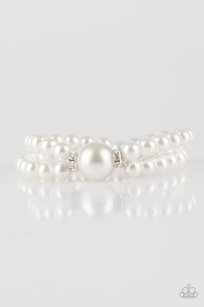 Romantic Redux White Bracelet-Ericka C Wise, $5 Jewelry -Ericka C Wise, $5 Jewelry Paparazzi accessories jewelry ericka champion wise elite consultant life of the party fashion fix lead and nickel free florida palm bay melbourne