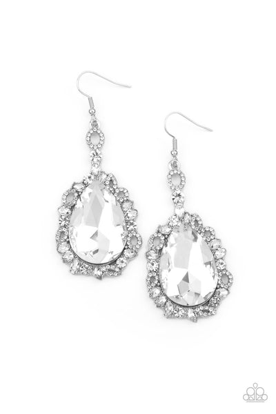 Royal Recognition White Earrings-Jewelry-Paparazzi Accessories-Ericka C Wise, $5 Jewelry Paparazzi accessories jewelry ericka champion wise elite consultant life of the party fashion fix lead and nickel free florida palm bay melbourne