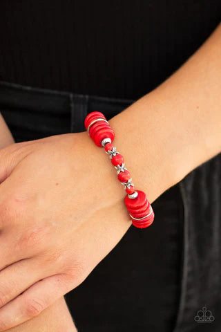 Sagebrush Serenade Red Bracelet-Jewelry-Paparazzi Accessories-Ericka C Wise, $5 Jewelry Paparazzi accessories jewelry ericka champion wise elite consultant life of the party fashion fix lead and nickel free florida palm bay melbourne