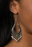 Sahara Fiesta White Earring-Jewelry-Paparazzi Accessories-Ericka C Wise, $5 Jewelry Paparazzi accessories jewelry ericka champion wise elite consultant life of the party fashion fix lead and nickel free florida palm bay melbourne