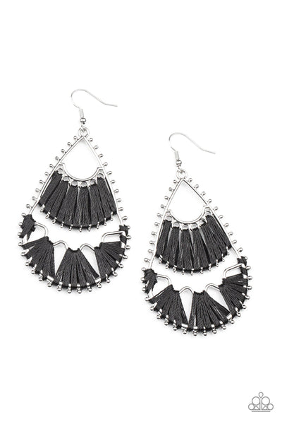 Samba Scene Black Earrings-Jewelry-Paparazzi Accessories-Ericka C Wise, $5 Jewelry Paparazzi accessories jewelry ericka champion wise elite consultant life of the party fashion fix lead and nickel free florida palm bay melbourne