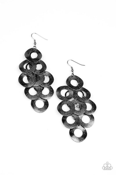 Scattered Shimmer Black Earrings-Jewelry-Paparazzi Accessories-Ericka C Wise, $5 Jewelry Paparazzi accessories jewelry ericka champion wise elite consultant life of the party fashion fix lead and nickel free florida palm bay melbourne