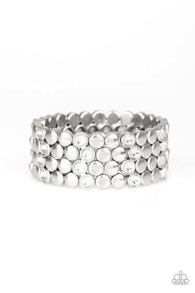 Scattered Starlight White Bracelet-Jewelry-Paparazzi Accessories-Ericka C Wise, $5 Jewelry Paparazzi accessories jewelry ericka champion wise elite consultant life of the party fashion fix lead and nickel free florida palm bay melbourne