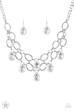 Show Stopping Shimmer White Necklace-Jewelry-Paparazzi Accessories-Ericka C Wise, $5 Jewelry Paparazzi accessories jewelry ericka champion wise elite consultant life of the party fashion fix lead and nickel free florida palm bay melbourne