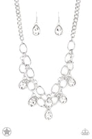 Show Stopping Shimmer White Necklace-Jewelry-Paparazzi Accessories-Ericka C Wise, $5 Jewelry Paparazzi accessories jewelry ericka champion wise elite consultant life of the party fashion fix lead and nickel free florida palm bay melbourne