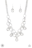 Show Stopping Shimmer White Necklace-Jewelry-Paparazzi Accessories-Ericka C Wise, $5 Jewelry Paparazzi accessories jewelry ericka champion wise elite consultant life of the party fashion fix lead and nickel free florida palm bay melbourne