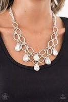 Show Stopping Shimmer White Necklace-Jewelry-Paparazzi Accessories-Ericka C Wise, $5 Jewelry Paparazzi accessories jewelry ericka champion wise elite consultant life of the party fashion fix lead and nickel free florida palm bay melbourne