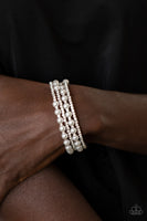 Starry Strut White Bracelet-Jewelry-Paparazzi Accessories-Ericka C Wise, $5 Jewelry Paparazzi accessories jewelry ericka champion wise elite consultant life of the party fashion fix lead and nickel free florida palm bay melbourne