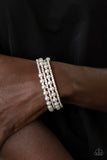 Starry Strut White Bracelet-Jewelry-Paparazzi Accessories-Ericka C Wise, $5 Jewelry Paparazzi accessories jewelry ericka champion wise elite consultant life of the party fashion fix lead and nickel free florida palm bay melbourne