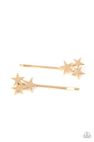 Suddenly Starstruck Gold Hair Clip-Jewelry-Paparazzi Accessories-Ericka C Wise, $5 Jewelry Paparazzi accessories jewelry ericka champion wise elite consultant life of the party fashion fix lead and nickel free florida palm bay melbourne