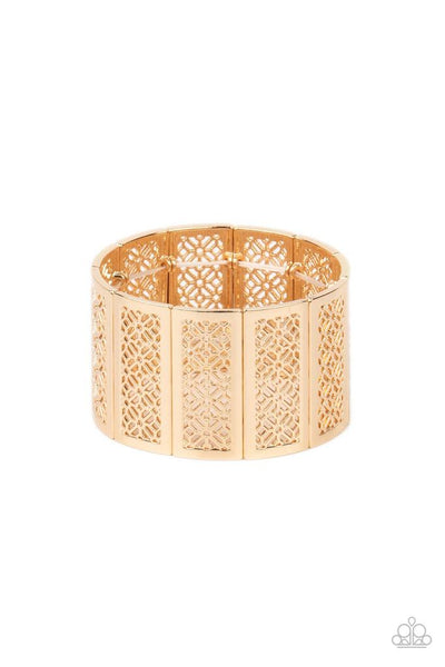 Thai Terrariums Gold Bracelet-Jewelry-Paparazzi Accessories-Ericka C Wise, $5 Jewelry Paparazzi accessories jewelry ericka champion wise elite consultant life of the party fashion fix lead and nickel free florida palm bay melbourne