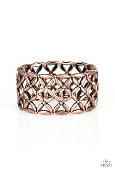 The Big Bloom Copper Bracelet-Jewelry-Paparazzi Accessories-Ericka C Wise, $5 Jewelry Paparazzi accessories jewelry ericka champion wise elite consultant life of the party fashion fix lead and nickel free florida palm bay melbourne