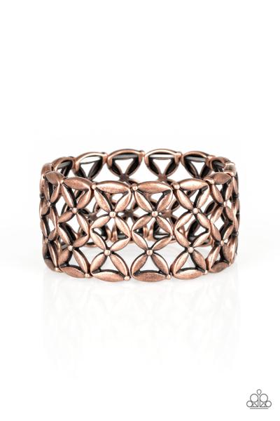 The Big Bloom Copper Bracelet-Jewelry-Paparazzi Accessories-Ericka C Wise, $5 Jewelry Paparazzi accessories jewelry ericka champion wise elite consultant life of the party fashion fix lead and nickel free florida palm bay melbourne