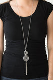 Timelessly Tasseled Silver Necklace-Jewelry-Paparazzi Accessories-Ericka C Wise, $5 Jewelry Paparazzi accessories jewelry ericka champion wise elite consultant life of the party fashion fix lead and nickel free florida palm bay melbourne